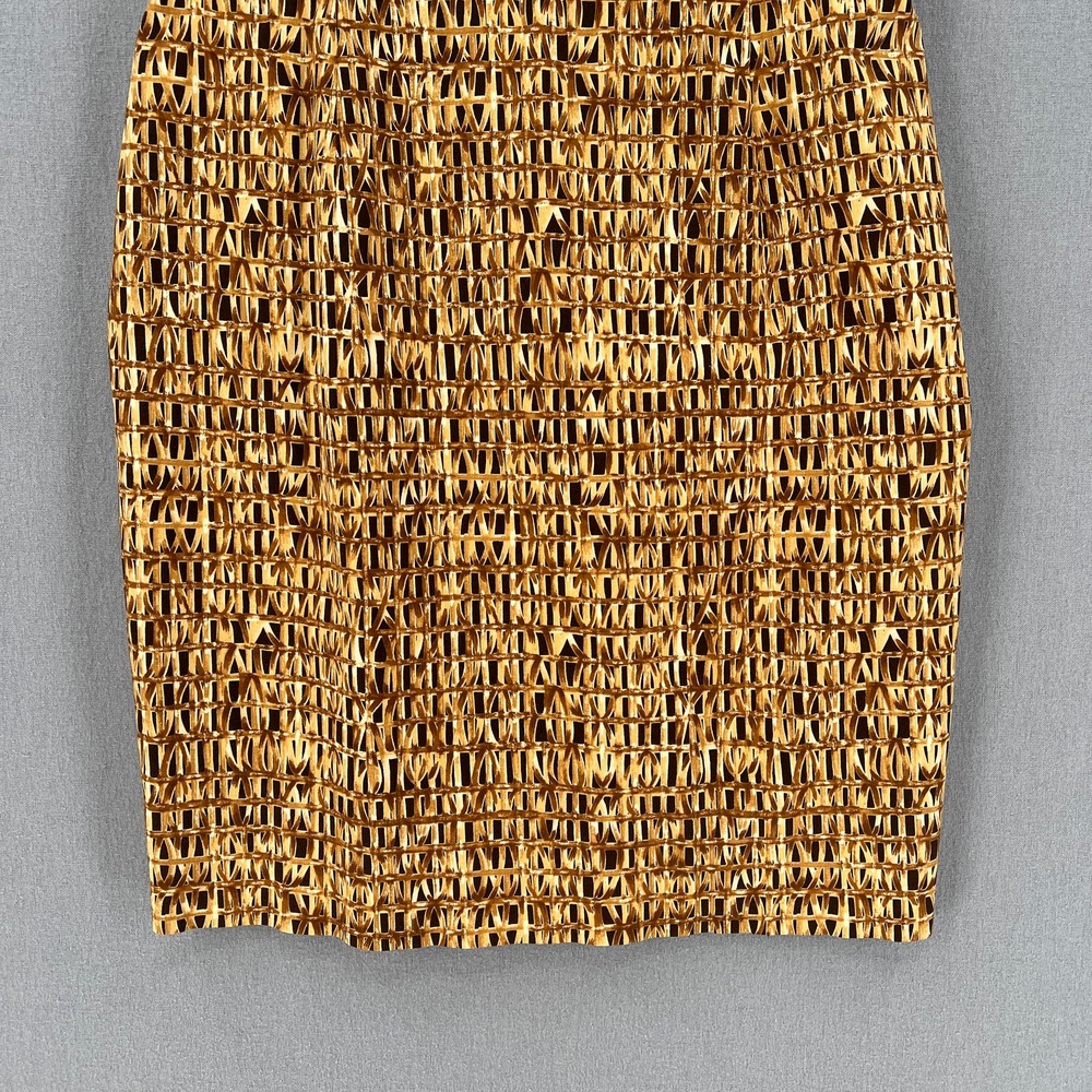 CHETTA B Vintage Dress Womens 4 Tan Brown Cotton Square Neck Sleeveless Sheath - Picture 11 of 16